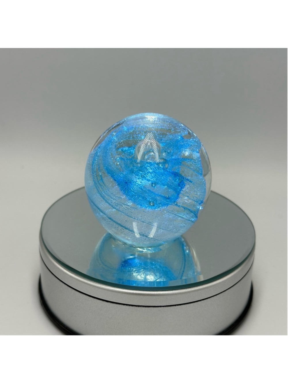 Vintage Art Glass Paperweight Blue Swirl Handblown by Dynasty Gallery